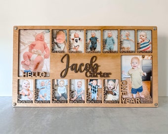 Baby's First Year SVG Cutting File - Create a Custom 14-Photo Frame - DIY Keepsake for Birth through One Year - Nursery Decor Craft