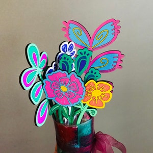 FILEOnly | 6 Designs | Floral Plant Flower Sticks |  DIGITAL SVG FILE | Laser | Glowforge