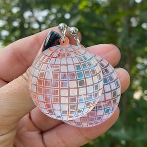 Disco Ball MirrorBall Earrings | Disco Bachelorette Alt Earrings | Disco Ball Jewelry | Edgy Iridescent Earrings