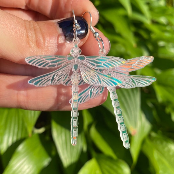 Dragonfly Earrings | Alt Earrings | Dragonfly Jewelry | Edgy Earrings | Iridescent Insect Earrings | Goth Earrings | Dragonfly Gifts for Her