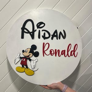 Custom Mickey Mouse Nursery Sign | Personalized Baby Room Decor | Mickey Mouse Wall Art