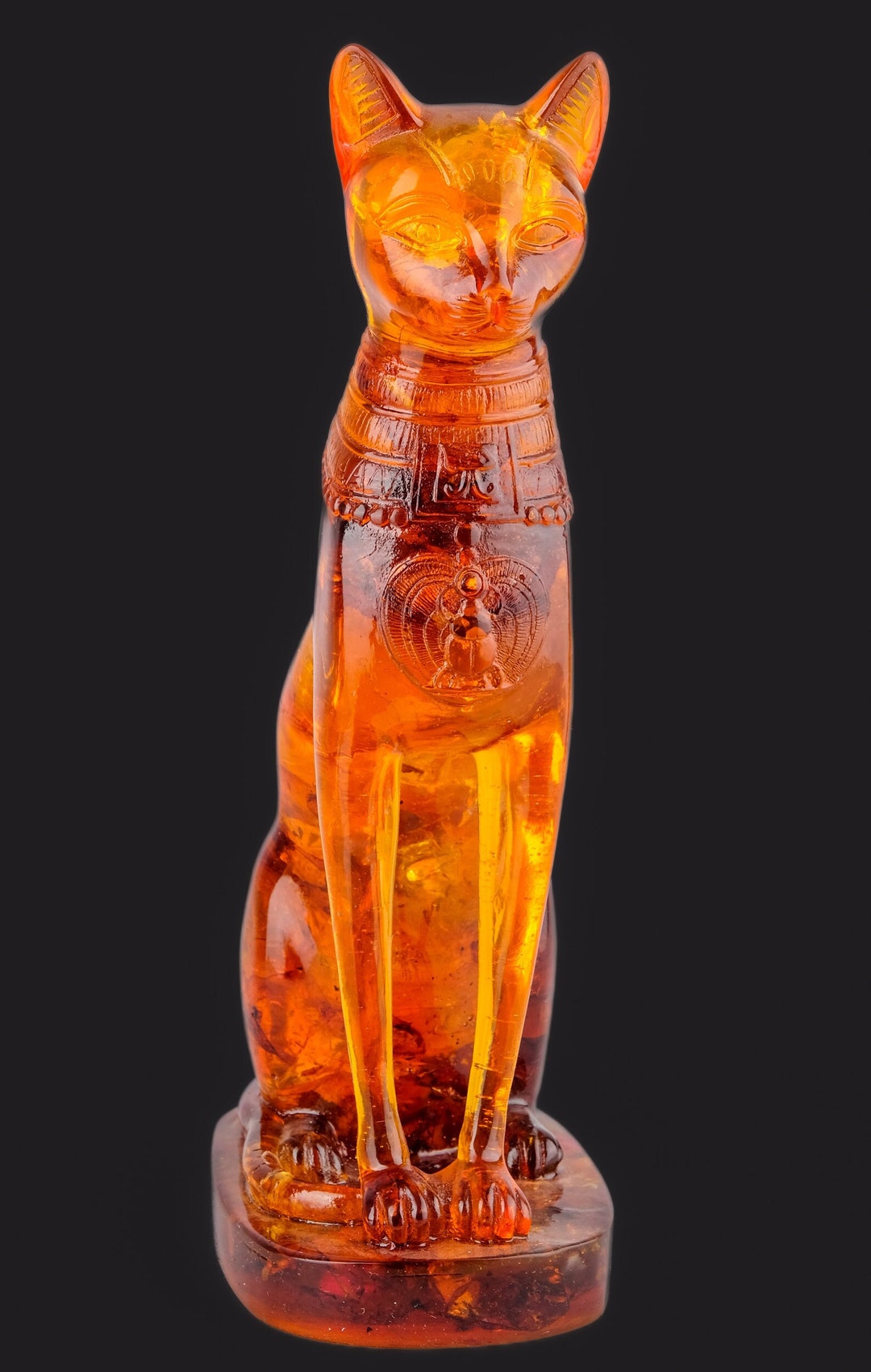 Statue of Egyptian Goddess Bastet Cat Vintage Statue Amber Dust Home