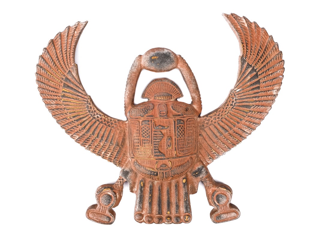 Unique Ancient Egyptian Art Wall Hanging Winged Sacred Scarab Beetle