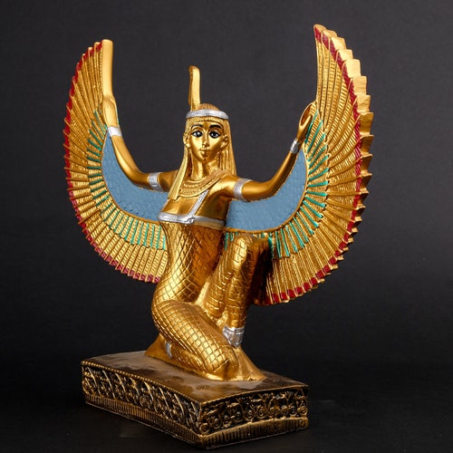 Egyptian Goddess Maat open wings statue sculpture hand shops painted made in Egypt. Maat was the goddess of harmony and Justice