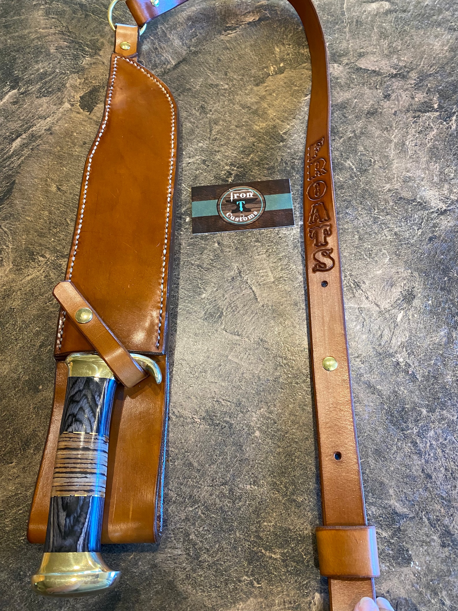 Basic leather Dundee shoulder Sheath with Knife Etsy