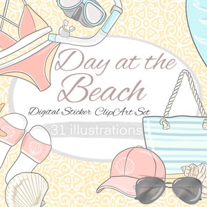 Beach Clipart Bundle / vacation clipart bundle / Ocean clipart / commercial use / Shells clipart / beach cliparts / Seahorse Clipart