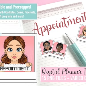 Afspraak herinnering mini PNG iconen, vergadering planner clipart bundel, to do lijst planner sticker, artsen clipart, bujo functionele sticker