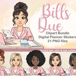 Busy Mom Bills Due Clipart, PayDay Stickers Printable, Mom Chore Planner Spread, Zahlen Rechnungen Digital Sticker, Cricut Crafting SVG