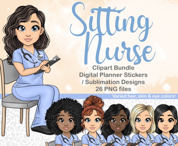 Nurse Clipart, Midwife PNG Planner Sticker, female doctor printable sticker, Medical doll clipart, Afro Woman Digital SVG, commercial use,