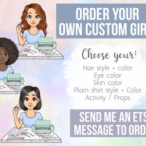 Coiffeur Clipart, Salon de coiffure Femme PNG, Beauty Fashion Girl Digital Planner Sticker, Fichiers PNG pour sublimation, Black Girl Clipart SVG image 7