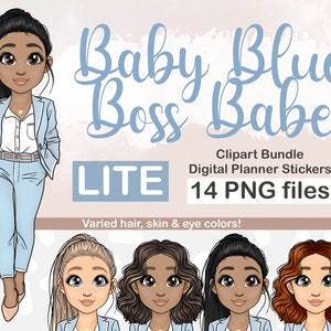 Boss Babe Fashion Girl / Girl Boss Clipart Bundel / Vrouw met koffie svg / Afro meisje / Laptop Meisje digitale sticker / Boss Babe Clipart