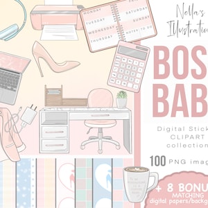 Boss Babe Clipart Bundle | Girly Planner Stickers (Digital)