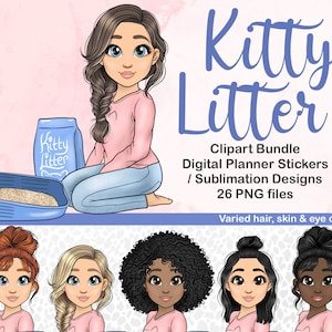 Kitty Litter Tray Clipart, Cat Mom PNG, Cleaning Digital Planner Stickers, House Chores Printable Sticker, Busy Mom Housework SVG, Bujo icon