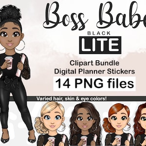 Afro Woman Boss Babe Clipart, Curvy Girl Clipart, Black Fashion Girl SVG, glamour girl clipart, Laptop Girl adesivo digitale
