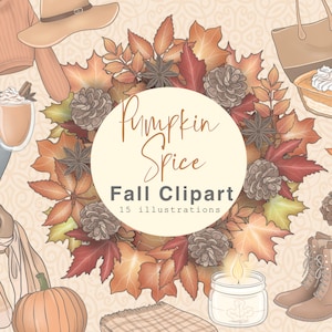 Cozy Autumn Clipart / Fall Digital Sticker PNG (digital planner stickers, fall elements PNGs, autumnal seasons clipart, seasonal clipart)