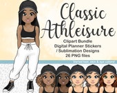Kawaii Athleisure Outfit Girl PNG, Cute Comfy Fashion Woman Clipart, Digital Planner Chibi in Sweats Doll, Sublimation File Instant Download