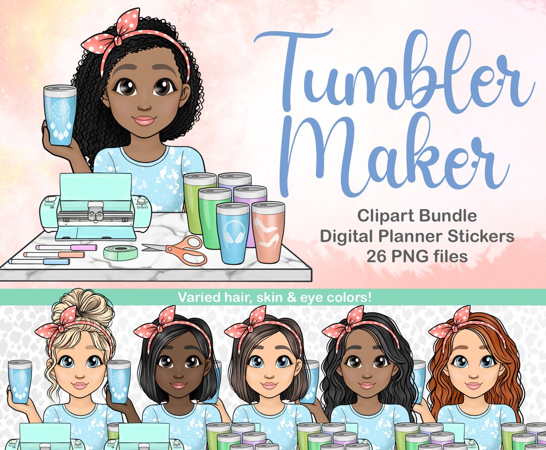 Tumblr Maker Machine Hand Drawn Tumbler Maker Crafting Girl Clipart, Crafter Logo ...