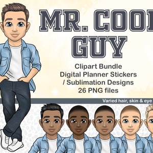 Clipart de homem, clipart de namorado, menino PNG, clipart de homem afro, casal afro SVG, adesivo digital masculino planejador, clipart de pai, ilustração de irmãos