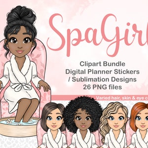 Spa Girls SVG, Spa Girl Clipart, Clipart Spa Girls, Glam Girl Clipart, Sassy Girl Clipart, Spa Girl PNG, Relax Clipart, Téléchargement immédiat