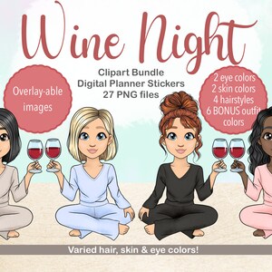 Wine Night Clipart, Afro Woman Drinking Wine, Best Friends Doll Clipart, Latina Hispanic Girl, Trio Best Friend, . regalos para mejores amigos