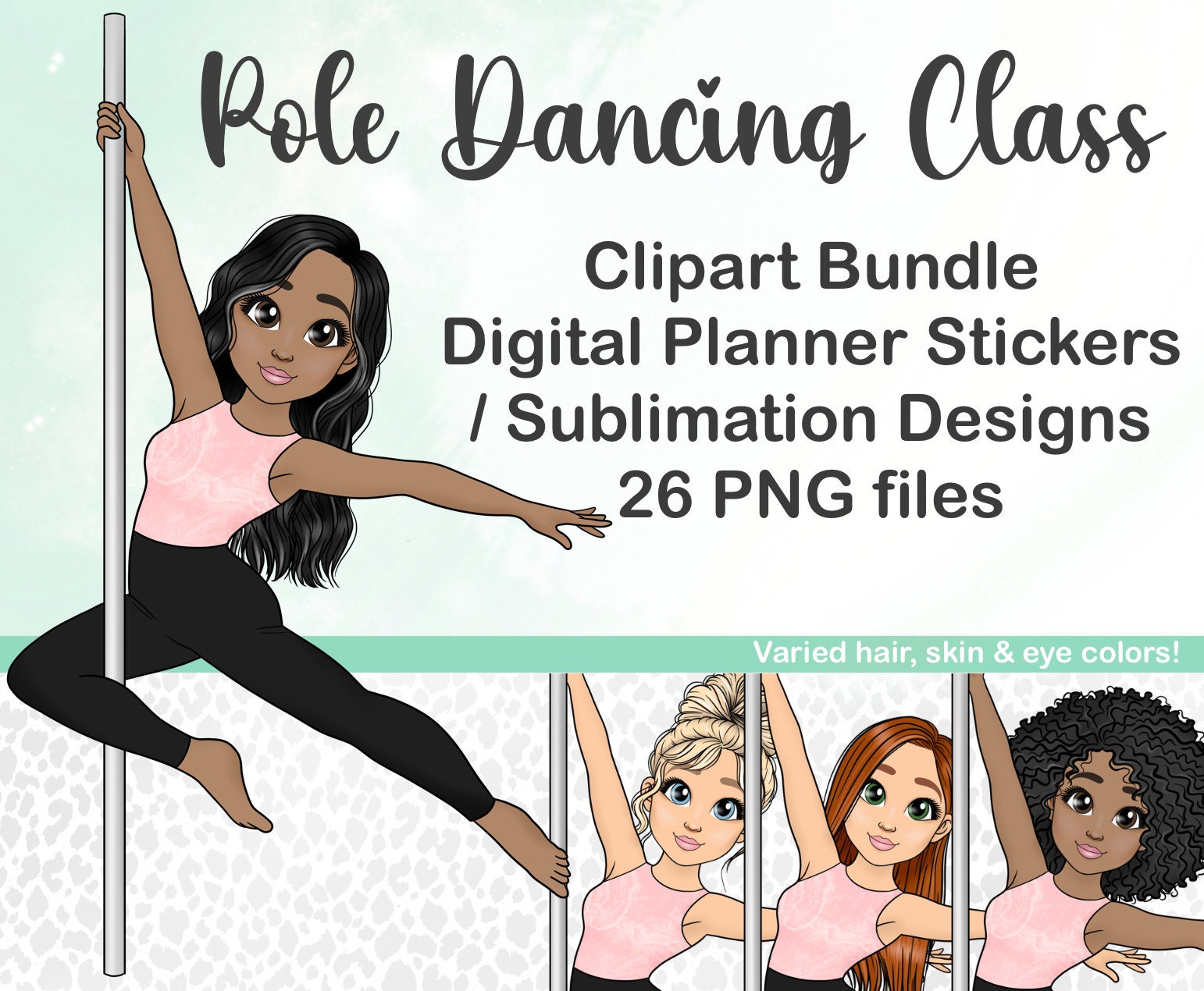 Pole Dancing Girl Clipart, Cute Pole Dance Class Woman PNG