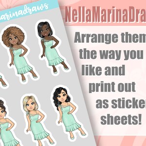 Glam Girl Clipart, Printable Decal Girl, Diecut Custom Stickers ...