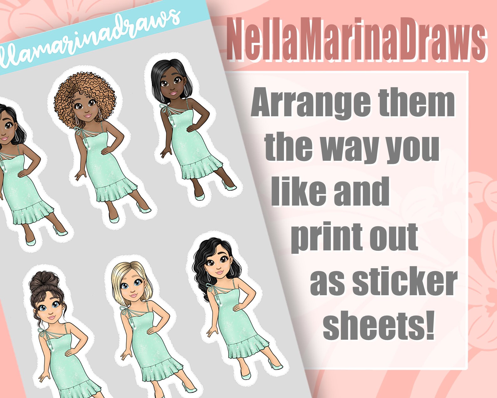 Glam Girl Clipart Printable Decal Girl Diecut Custom - Etsy