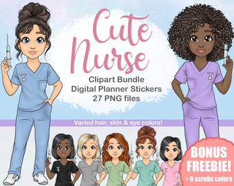 Nurse PNG Planner Sticker, female doctor printable sticker, Medical doll clipart,  Nursing Woman SVG, commercial use, instant download png