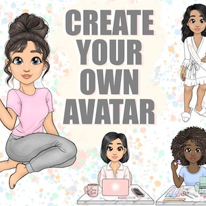 Gepersonaliseerde gepersonaliseerde cartoonavatar | Leuke activiteitenplanner meisje, png | Portret van foto-chibi | Chibi-profielfoto | Chibi planten zich voort