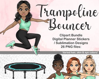 Hol Succesvol definitief Mini Trampoline Jumping Girl Clipart Bounce Woman PNG - Etsy