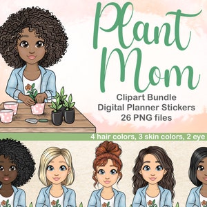 Clipart plante dame dessiné main, plante maman fille planificateur clipart, clipart jardinage plante, clipart vie de maman, clipart fille de fleur, plante maman png