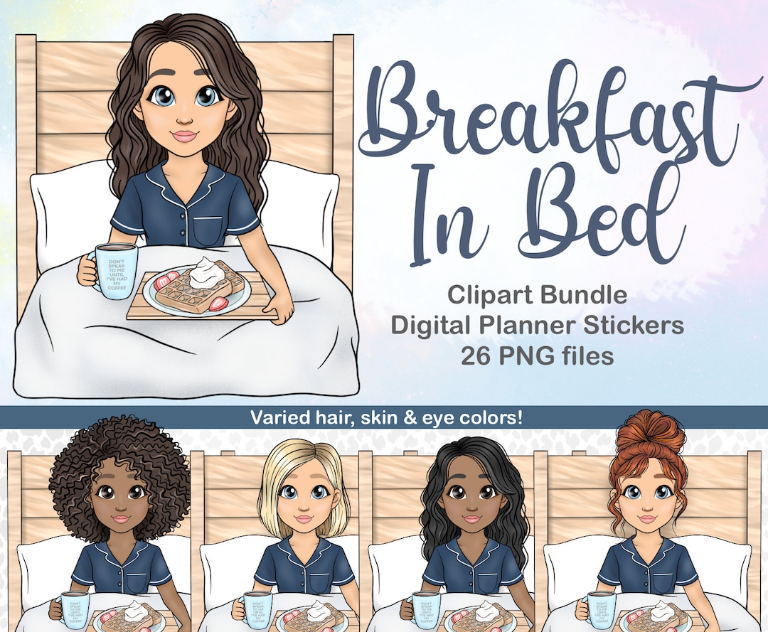 Breakfast in Bed Clipart Mom Chore Planner Spread Waffles Cute Girl