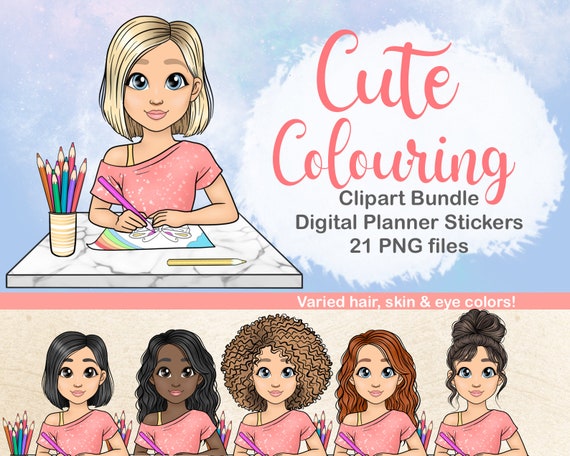 Crafting Girl PNG | Crafter Planner Mom Clipart | Card Craft Girl Clipart Logo SVG | Digital Planner Sticker Sketch | Kids Clipart |
