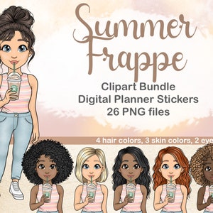 Hand tekenen koffie meisje clipart, mode illustratie clipart | Latte-clipart | ijskoffie, png | Cricut crafty girl | koffiesticker