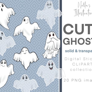 Cute Ghosts Clipart / Halloween clipart / Kids Halloween Clipart / Casper clipart / Ghoul Clipart / Ghost PNG / Ghost printable stickers