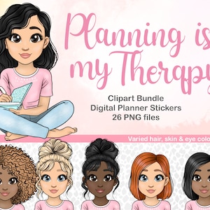 Planner Doll Clipart / Planning PNG / Planner Schedule Mom SVG / Planner Spread Mom File / Mom Activity PNG / Planning Chibi Doll Clipart