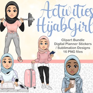 Hijab Clipart, Hijab Doll, Hijab SVG, Hijab Illustration, Hijab Stickers, Téléchargement instantané, Sublimation Download, Fichiers PNG, Planner Sticker