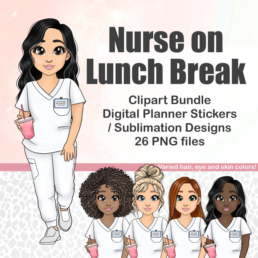 Nurse on Lunch Break PNG Planner Sticker, Female Doctor Printable