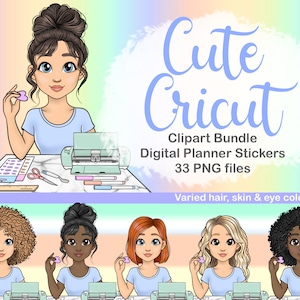 Cricut Kreatives Basteln Mädchen Clipart / Crafting Lady PNG / Cricut Digital Planner Sticker / Sticker Machine Clipart / Sublimation Clipart