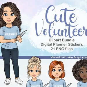 Niedliche Girl Clipart | Human Rights Volunteer Frau pNG | Digital Planner Goodnotes Sticker SVG | Süße Planner Girls Kollektion