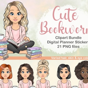 Mädchen Lesebuch Printable Sticker | Cricut fertig | Book Reader Grafik Sticker | Cosy Reading Sticker | Schwarzes Mädchen lesen SVG
