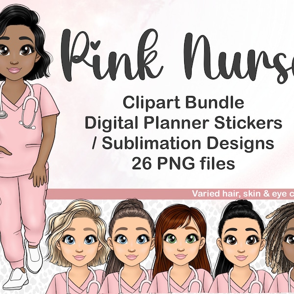 Niedliche Krankenschwester PNG Planer Sticker, Arztin Druckbare Sticker, Medizinische Puppe Clipart, Stillfrau Chibi, Kawaii direkter Download png