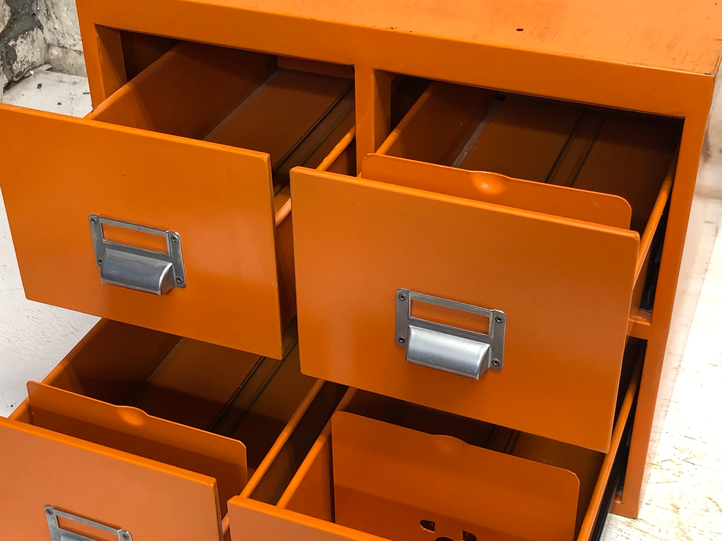 Rare Orange Vintage Metal Index Card Filing Etsy UK