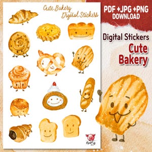 cute bakery stickers, Digital Planner Stickers  for Goodnote, Digital Planning,Clipart,DECORATIVE STICKERS,digital stickers,card making