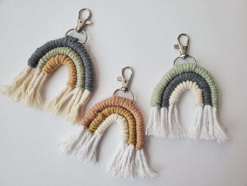 Customizable Macrame Rainbow Keychains