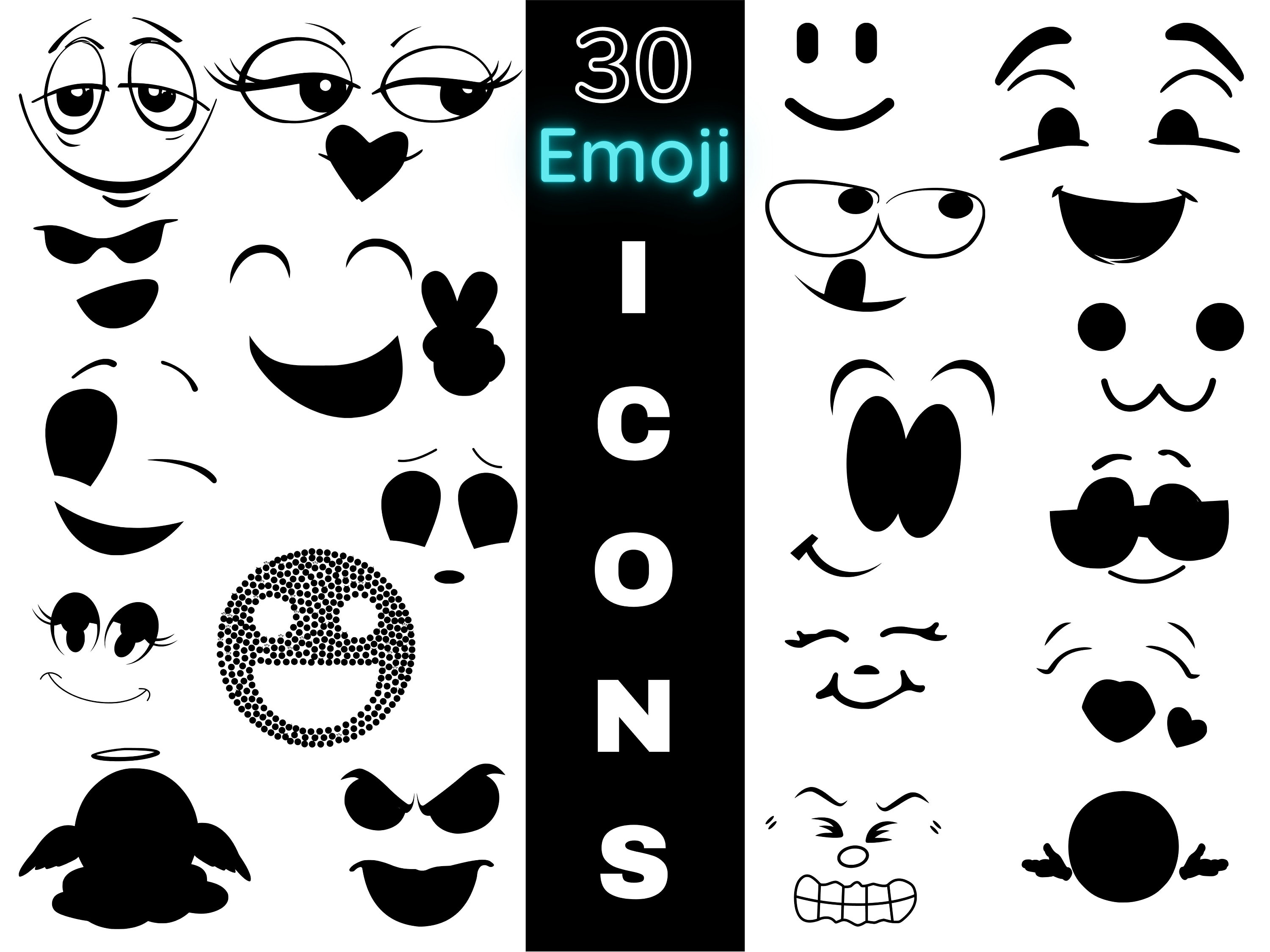 Emoji Svg Bundle Smiley Face Clipart Cartoon Face Stencils Etsy Uk ...