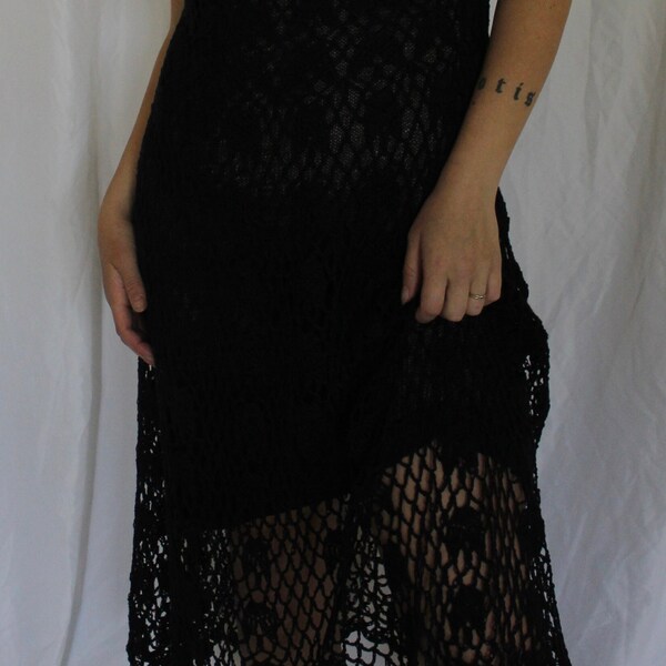 Black Crochet Dress Etsy