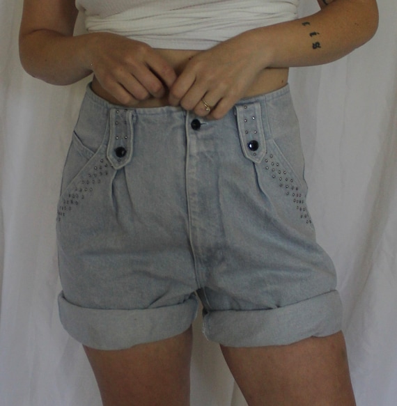 Studded denim shorts - image 1