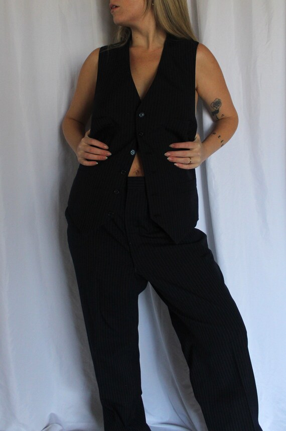 navy pinstripe vest Gem