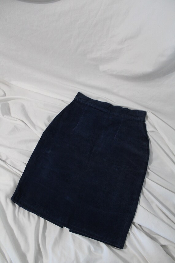 Navy suede pencil skirt